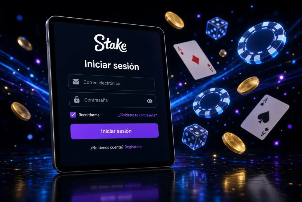 Tableta con la página de inicio de sesión de MyStake